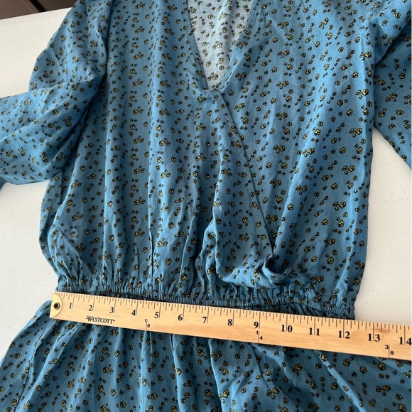 Natural Life Women’s Short Sleeve Romper Floral Beachy Boho Coastal Blue Small - Picture 12 of 14